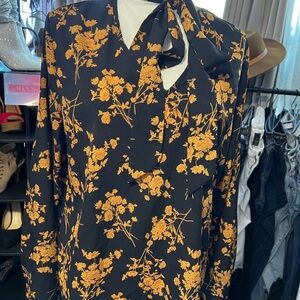 SHEIN Black and Gold Floral Blouse
